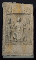 Buddha Triad alcove, stone relief image