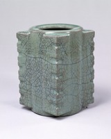 Quadrangular-shaped jar with horizontal-line pattern (Sō type)image